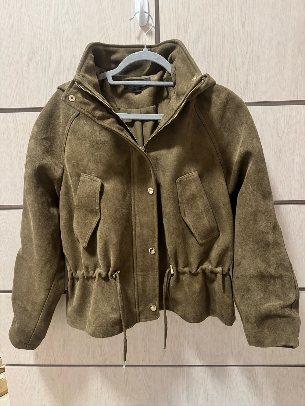 Zara Suede Drawstring Waist Utility Jacket